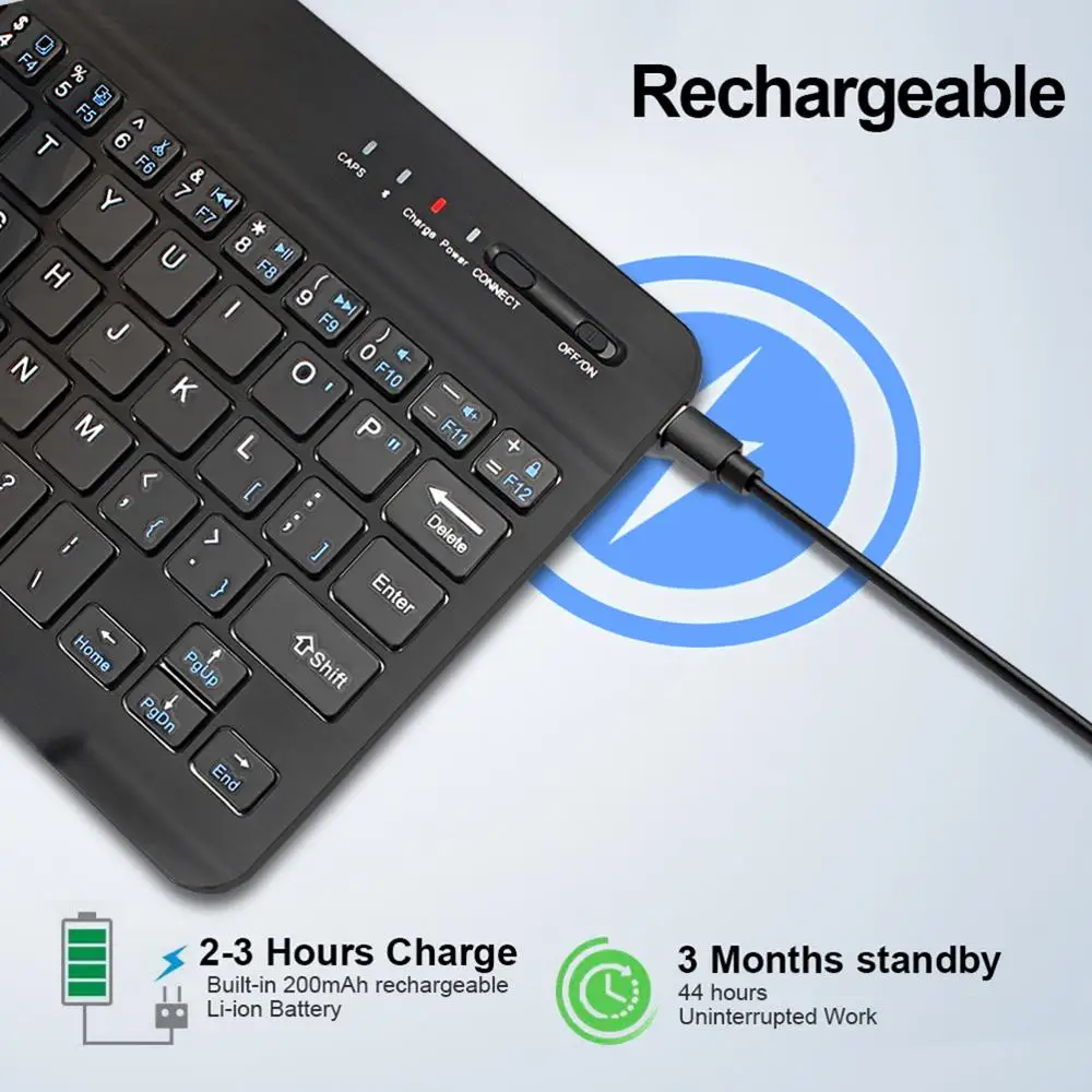 Teclado bluetooth inalámbrico, miniteclado para PC, teléfono y iPad, silenciosos y recargables - Imagen 3