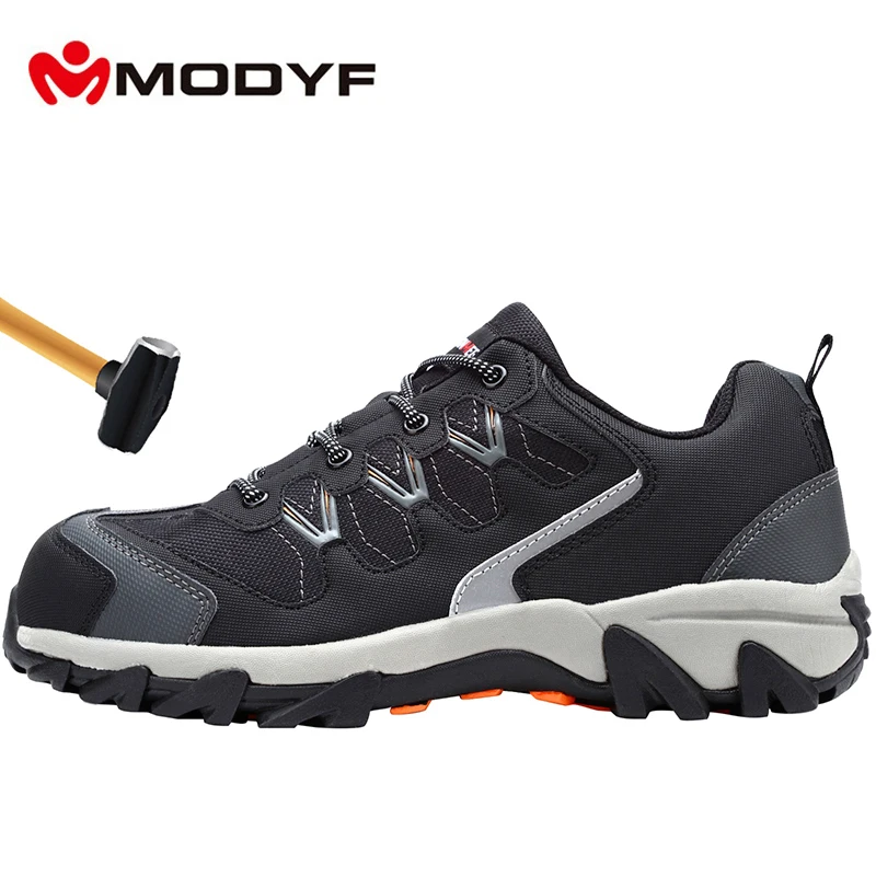 

MODYF Men Steel Toe Cap Work Safety Shoes Casual Reflective Breathable Outdoor Sneaker Boots Puncture Proof Protection Footwear