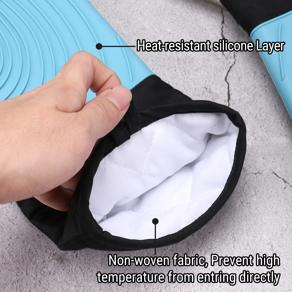 ThermoPro GL01 250℃ Silicone Heat Resistant Oven Gloves Waterproof Microwave Oven Mitts Kitchen Cooking Baking Barbecue Gloves silicone oven mitts silicone oven gloves