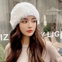 

VISROVER 7 colorway Unisex real rabbit fur woman winter hat solid color autumn beanies best match Warm soft bonnet skullies Gift