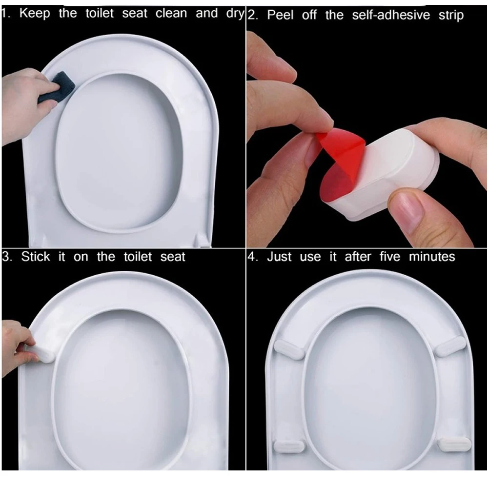 Toilet seat accessories 4Pcs Universal Strong Adhesive Toilet Seat Bumper Protection Pads Bathroom Accessories Replacement Bumpers Boost Rubber Gasket