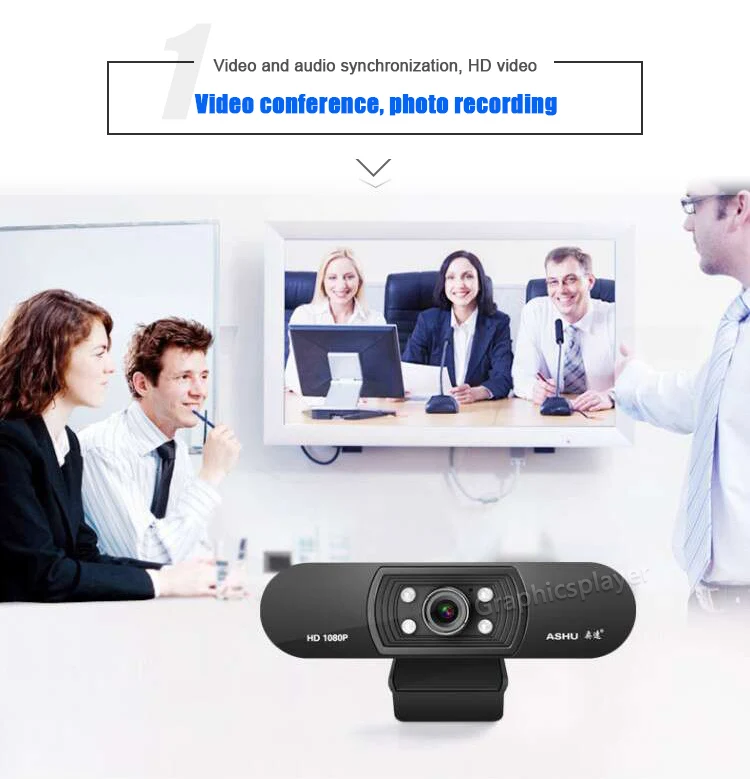 Webcam 1080P HDWeb com microfone HD embutido,