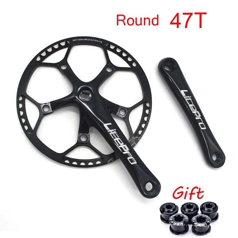 Black-47T Litepro велосипед 130BCD складной дорожный велосипед crankset 170 мм кривошипная цепь 45-58T с болты цепи для одной скорости 6,5 мм - Цвет: Black-47T