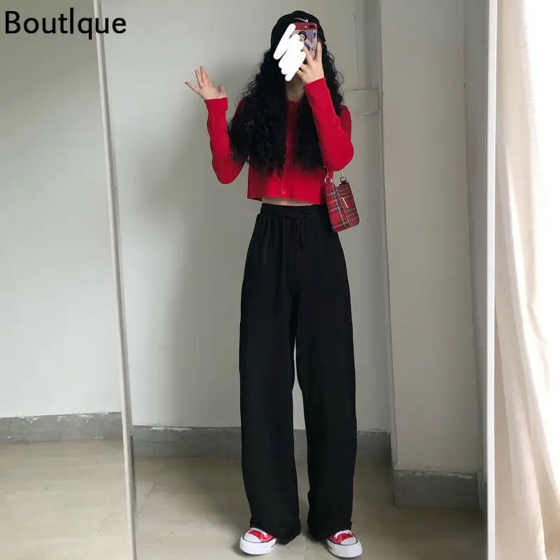Korean Version of Casual Street Style Suitable for Summer Wear Thin Sweatpants Women Loose Straight Pants Long Woman
