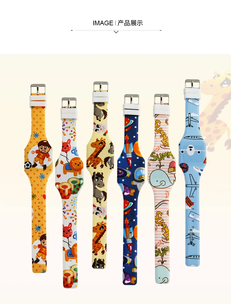 Часы с фламинго для детей, студенческие часы для девочек и мальчиков, светодиодный дисплей, сенсорный экран, часы с милым мультяшным дизайном, детские часы