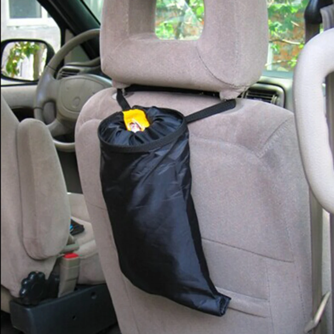 

portable Car Trash Bag Removable Storage Pockets Car Garbage Bag Hanging Detachable Garbage Bag for Traveling Home Use