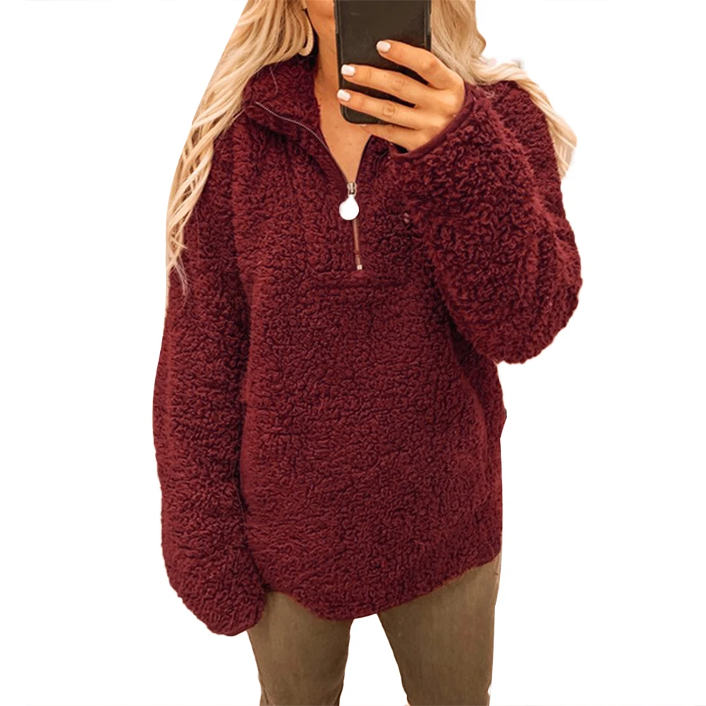 invierno Jersey peludo casual polar de lana de gran tamaveno de las mujeres, suéter de 60 S de suéteres de invierno abrigo m