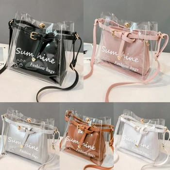 

New Fashion Women Transparent Pvc Messenger Cross Body Handbag Ladies Leather Bag Shoulder Bag Purse Tote Bag