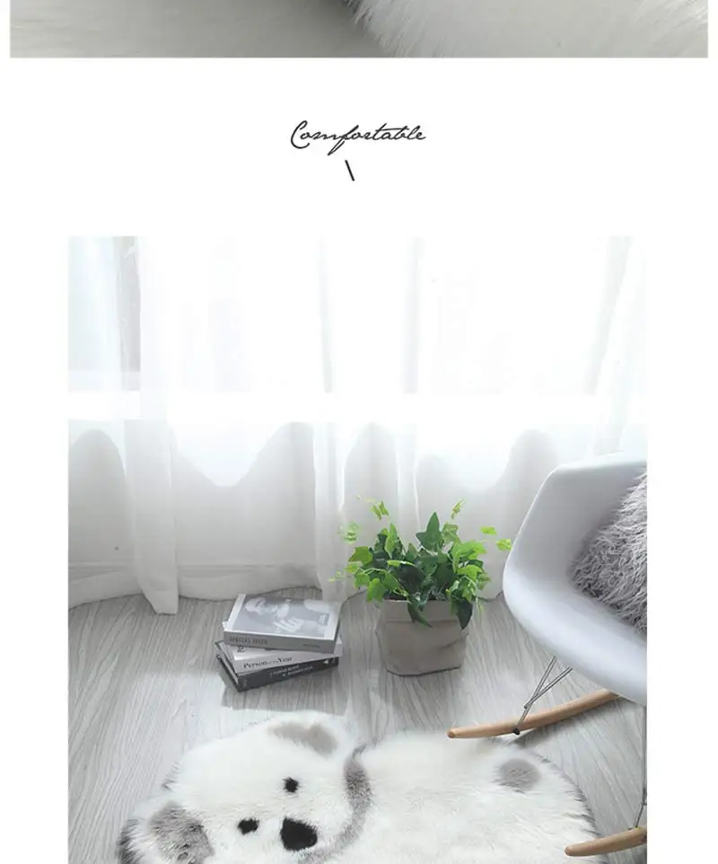 Panda Koala Floor Mat Fur Long Hair Animal Living Room Bedroom Carpet 60*90cm Comfortable Cartoon Animation Floor Mat
