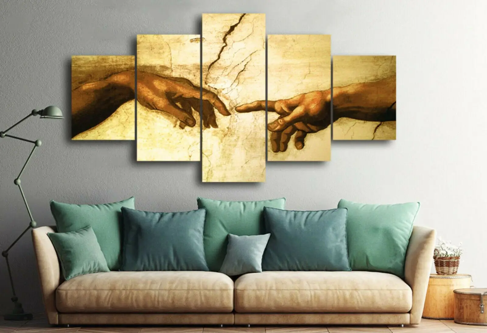 

5 Pcs Creation of Adam Abstract Hands Canvas Picture Print Wall Art Canvas Painting Wall Decor for Living Room Poster No Framed