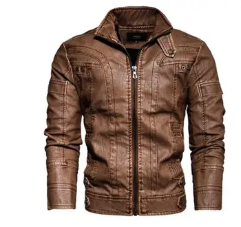 

Leather jacket male-cafe racer senior Leather distressed motorcycle jacket