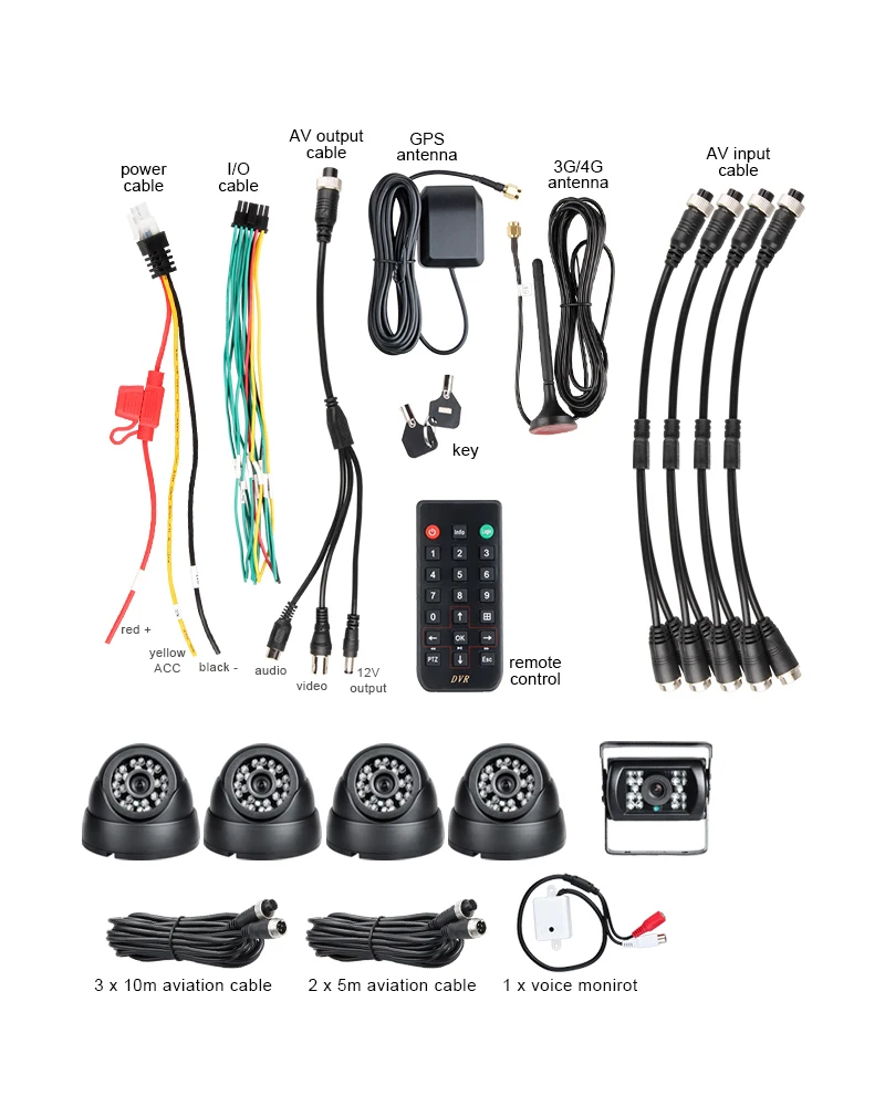 4 шт. внутренняя Dom+ 1 шт. наружная камера 8CH 4G Lte сеть gps трекер AHD 1080N HD Автомобильный мобильный видеорегистратор комплекты для автомобиля 2 ТБ 256 г SD