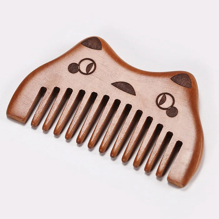 Nanmu Comb Portable Massage Antistatic Cute Cats Head Comb MP789