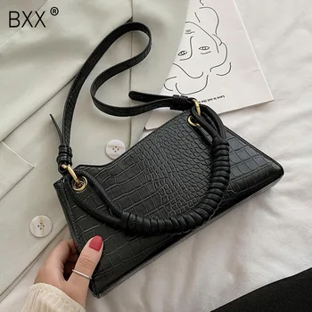 

[BXX] Crocodile Pattern PU Leather Fashion Crossbody Bags For Women 2020 Summer Travel Shoulder Handbags Cross Body Bag HN167
