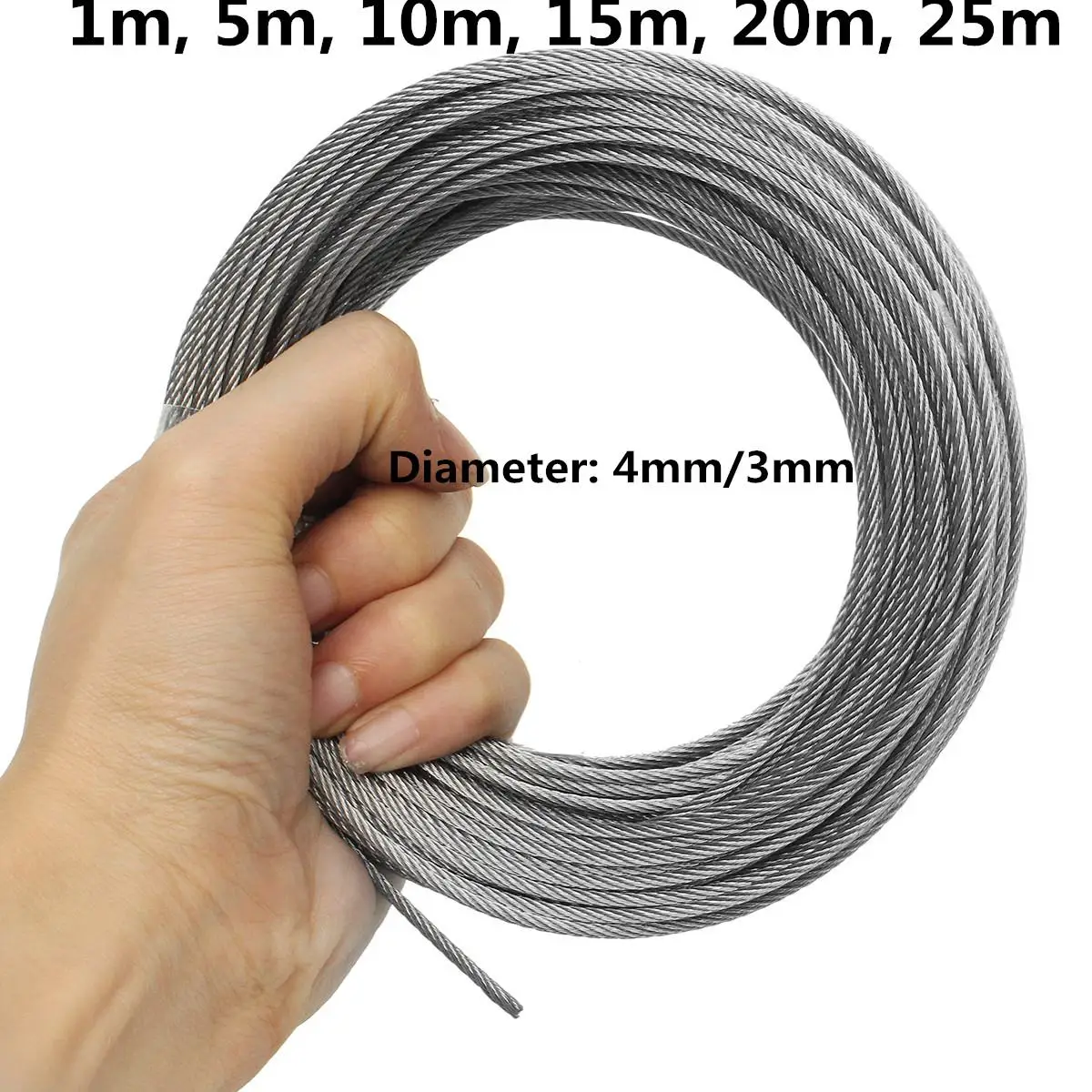 5M 304 Stainless Steel soft  Wire Rope Soft Fishing Lifting Cable Clothesline BJ 