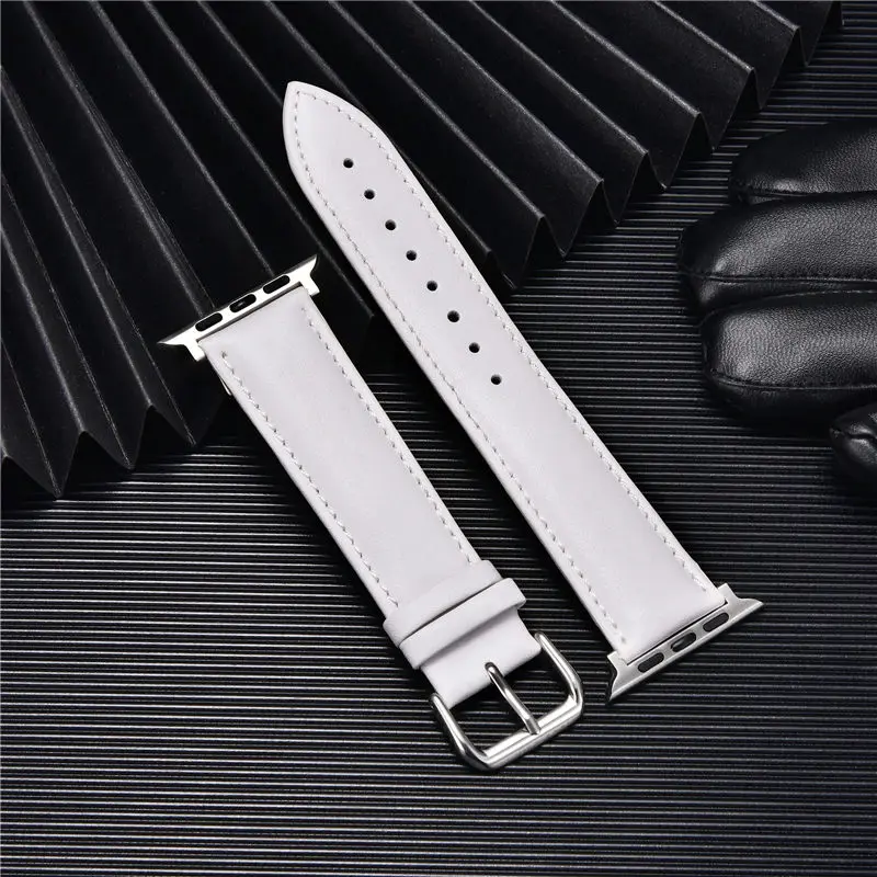 

For Apple Watch Band Series 7 6 5 4 3 2 1 SE Leather Strap 44mm 40mm 45mm 41mm 42mm 38mm Strap Bracelet Belt for IWatch