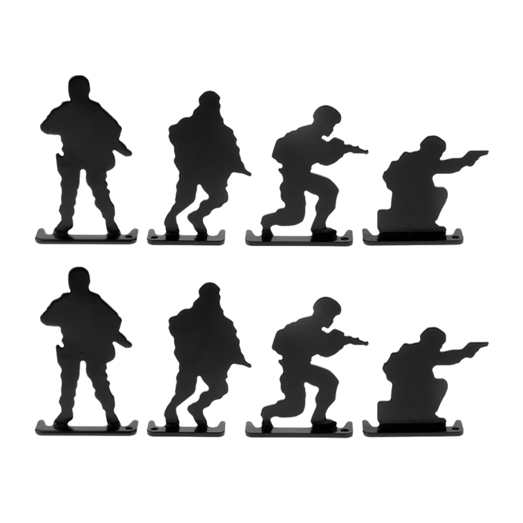 8pcs Metal Shooting Targets Plinking Target 4-Postures Design Mini Soldiers Silhouette