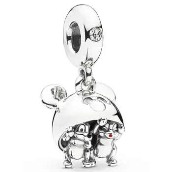 

Original Parks Chip & Dale Mickey Ear Hat Pendant Beads Fit 925 Sterling Silver Charm Pandora Bracelet Bangle Diy Jewelry