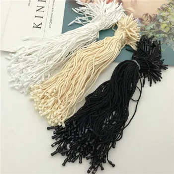 

980pcs/lot beige white black Cotton clothes garment hang Tag String Snap Lock Pin Loop Fastener Ties For product tags 1.5mm