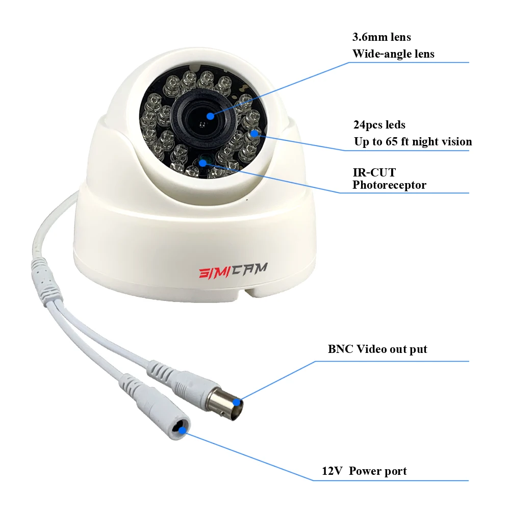 HD 720P/1080P AHD Analog Security Dome Camera Night Vision DVR BNC For Indoor Home Office Factor CCTV Video Surveillance Camera 4