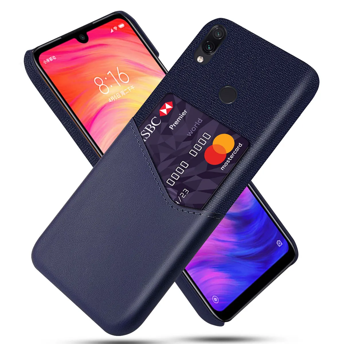 DCK кожаный жесткий карточка из ткани защитные телефонные чехлы для Xiaomi Redmi Note 8 7 Pro 7Pro 6 Pro Note 4 4X S2 Y2 чехол для телефона - Цвет: Темно-синий