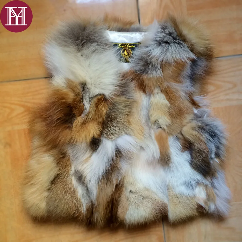 New fashion women real red fox fur vest lovely girls winter casual real fox fur coat outerwear