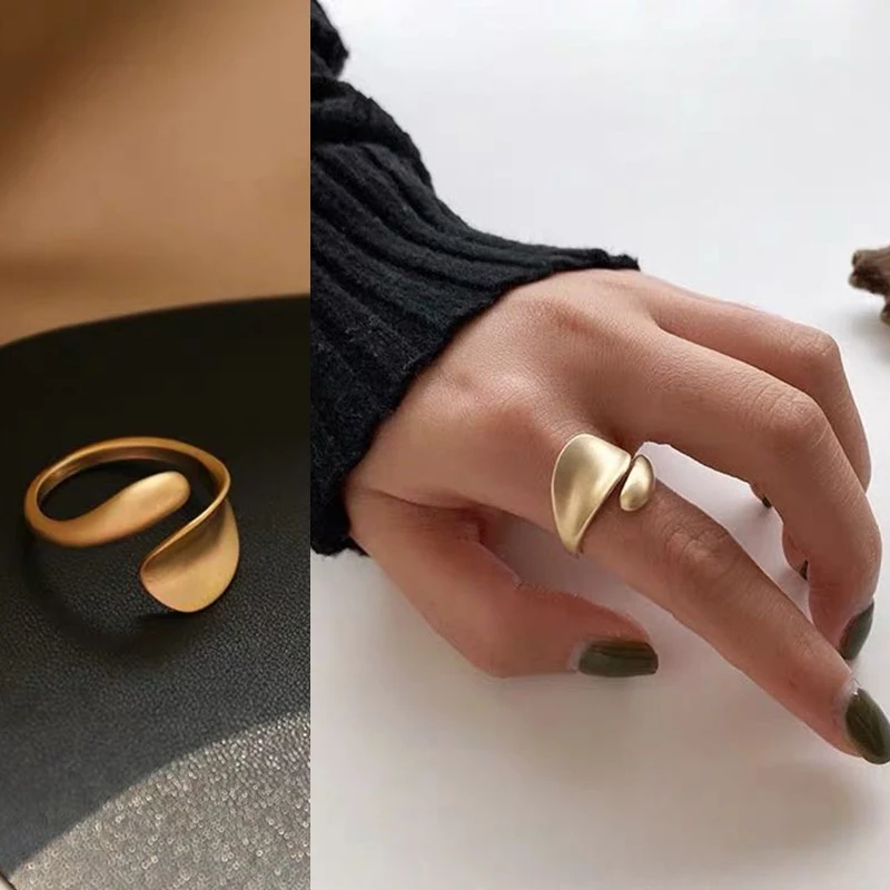 Simple anillos abiertos para las mujeres de Color oro de moda coreano femenino callejero anillos de boda ajustable dedo nudillo de la joyería regalos