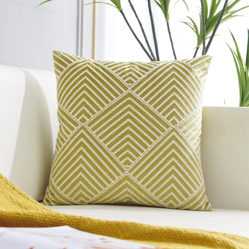 Роскошный бархатный чехол для подушки 45x45 см в скандинавском стиле с золотой вышивкой, синий, серый, желтый, декоративная наволочка для дивана, кровати - Цвет: A