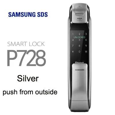 SAMSUNG SHP-DP728 без ключа BlueTooth отпечаток пальца толкатель двусторонний цифровой дверной замок английская версия большой врезной три цвета - Цвет: Silver Push