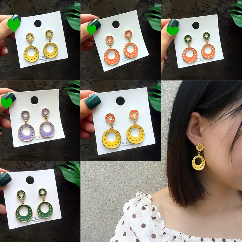 

2019 Summer New Korean Simple Color Dot Fashion Geometry Earrings Fit for Women Bracelet Gift Wholesale