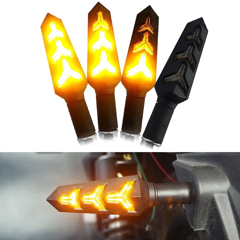 Goodway Universal Motorcycle Flowing LED Turn Signals Indicators 2 Pcs Waterproof Sequential Running Effect Blinker 
