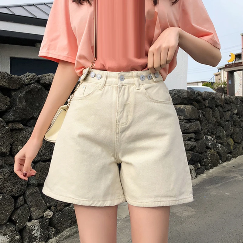 beige denim shorts womens