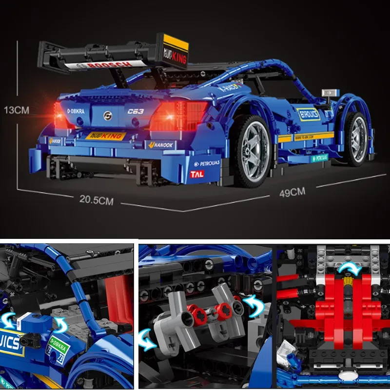 Новая технология серии синий гоночный автомобиль MOC-6687 пульт дистанционного управления сборка волшебный вставки блоки детские игрушки подарки на день рождения