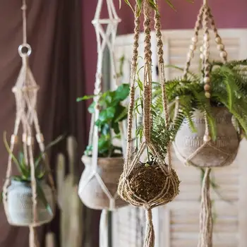 

Handmade Macrame Plant Hanger Plant Holder Flower /pot Hanger For Wall Decoration Countyard Garden