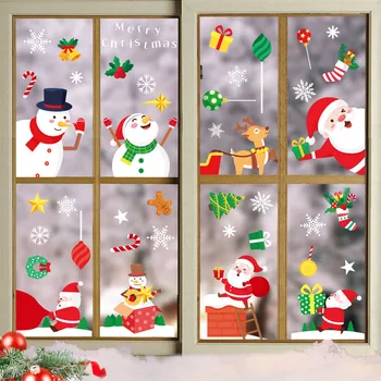 

Holiday stickers Christmas static stickers Snow Elk set Door and window glass stickers Window glass stickers room decoration 02*