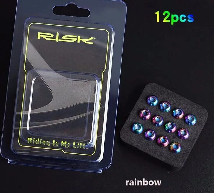 rainbow RISK 12 шт. M5* 10 мм T25 Ti болты ротора дискового тормоза для MTB велосипеда шоссейного велосипеда титановый винт ротора Torx для Avid Sram Ultralight - Цвет: rainbow