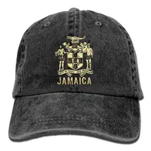 Jamaica Coat of Arms унисекс вымытая саржевая хлопковая бейсболка винтажная Регулируемая черная шляпа для папы