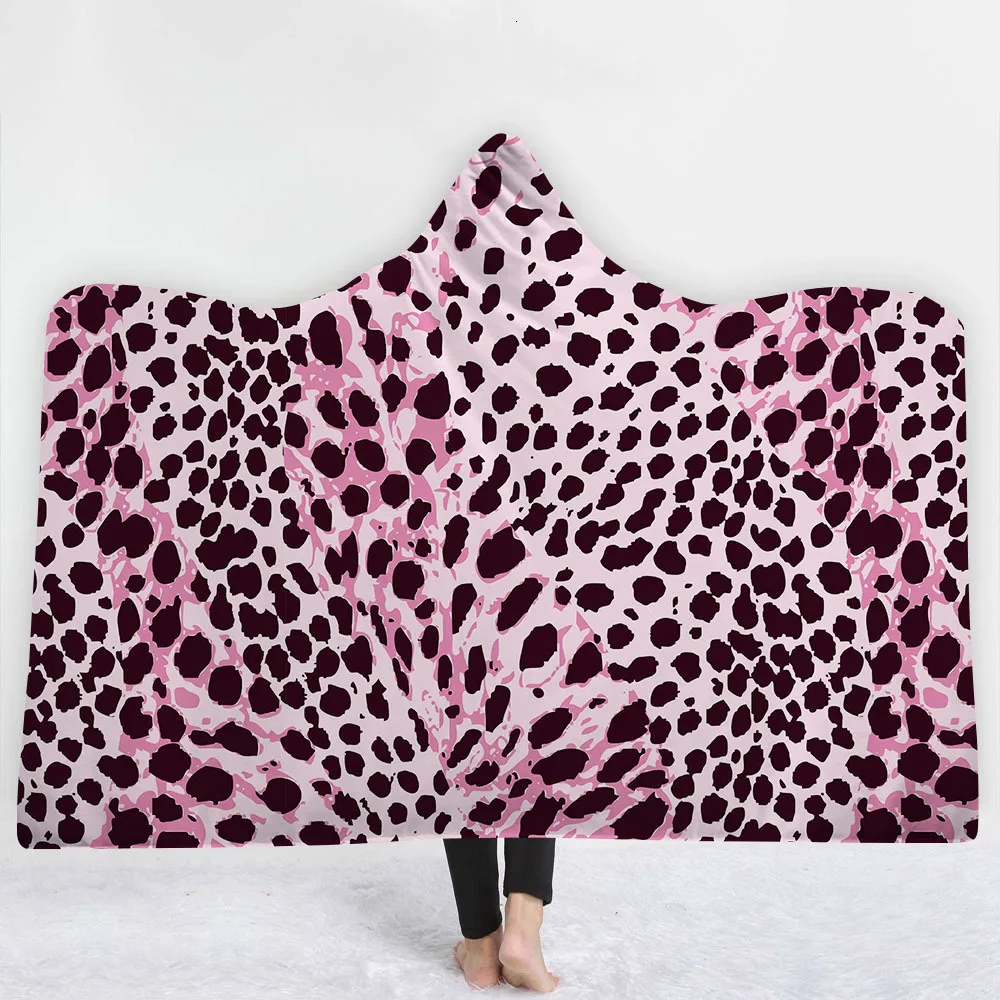 

Leopard Animal Striae Series Hooded Blanket 3D Printed Plush For Adults Kids Sherpa Fleece Blanket Warm Blanket For Home Sofa
