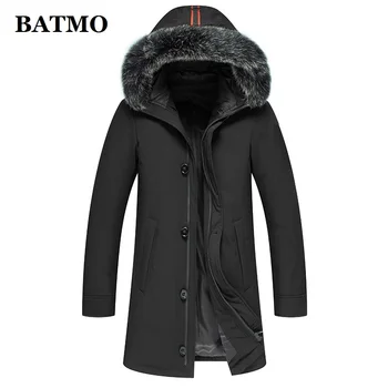 

BATMO 2019 new arrival 90% white duck down hooded jackets men,men's fox fur collar black down jackets,plus-size 9007
