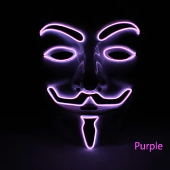

Film the same V-shaped hate light mask El cool mask Cosplay Halloween Horror mask large party Bar Party led light horror mask