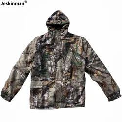 Abrigo impermeable de pesca de invierno, chaqueta con capucha de caza de camuflaje biónico, ropa de francotirador de algodón grueso, mantiene el calor