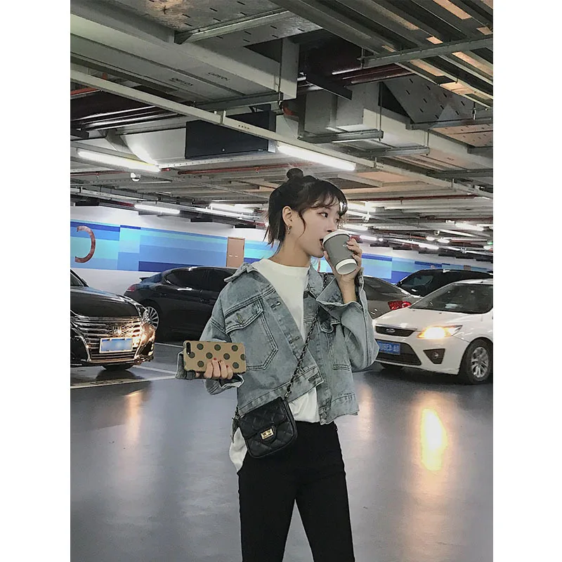 

Online Celebrity Style 2019 New Style CHIC Hong Kong Style Jeans Coat Women's Short Loose-Fit Korean-style BF Students Clothing