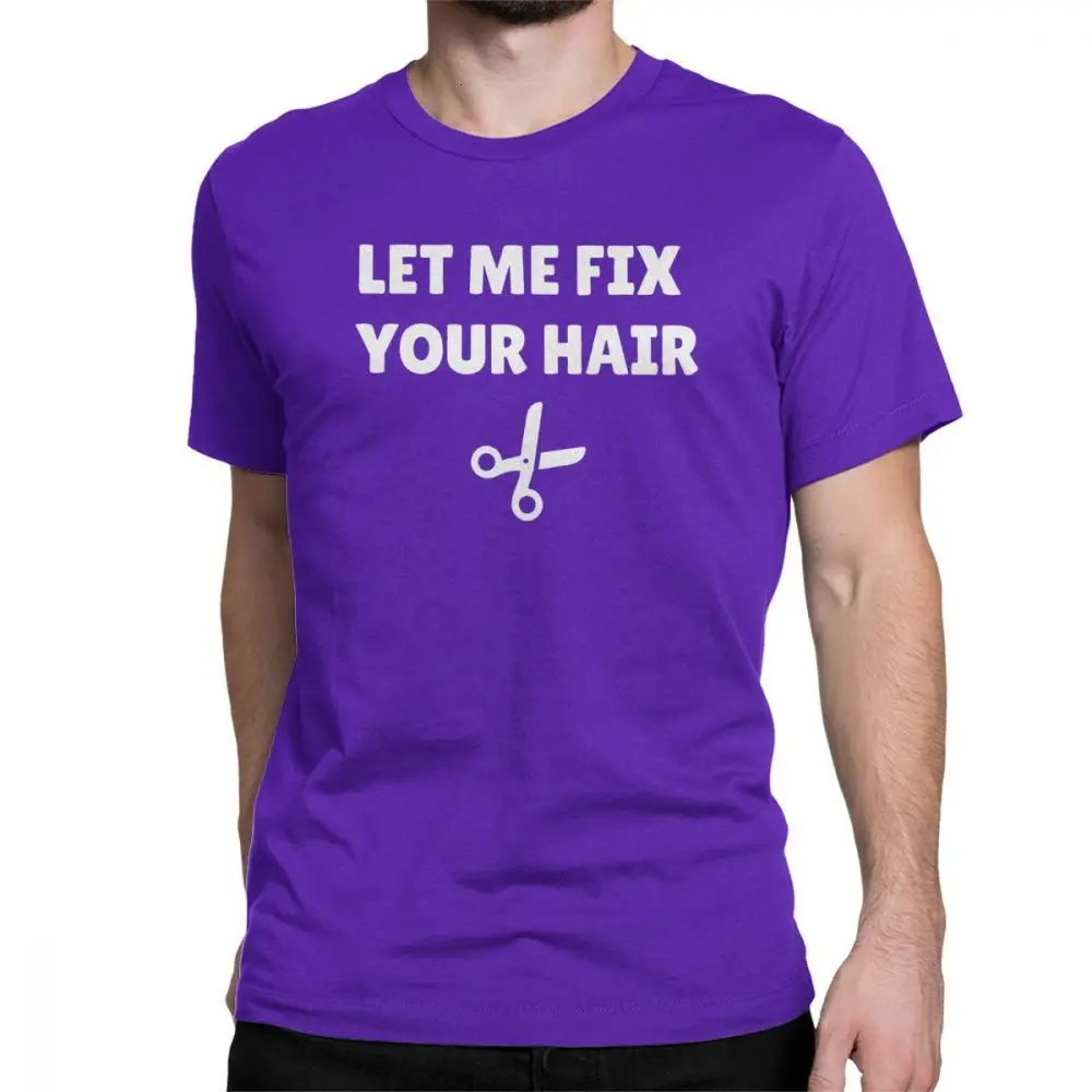 One yona Let Me Fix Hair Barber мужские футболки ножницы-Бритва Парикмахерская Стрижка Тройники короткий рукав хлопок размера плюс - Цвет: Purple
