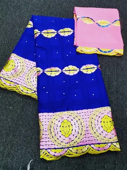 

New design African cotton Lace Fabric high quality african swiss voile lace fabric SHH033 for women dress 5+2yards