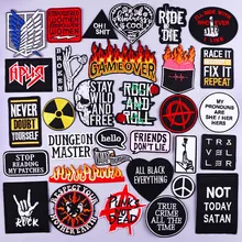 Pulaqi Punk Rock Patch Embroidered Patches For Clothing Letter Patch Iron On Patches For Jeans Clothes Stripes Stickers Decor