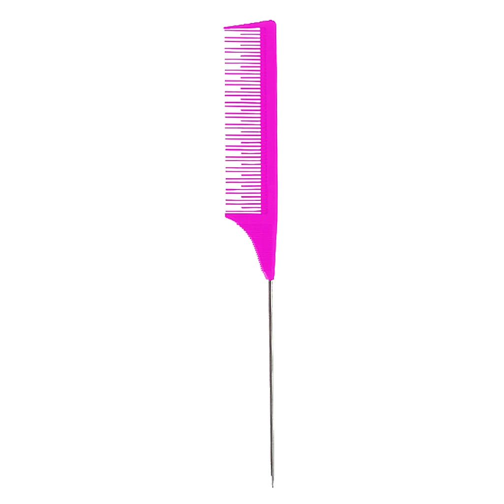 Rat Tail Comb Carbon Fiber Teasing Combs with Stainless Steel Pins for Most Hair Types