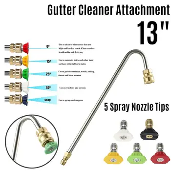 

Pressure Washer Gutter Cleaner Attachment Extension Wand Angled With Nozzle Tips
