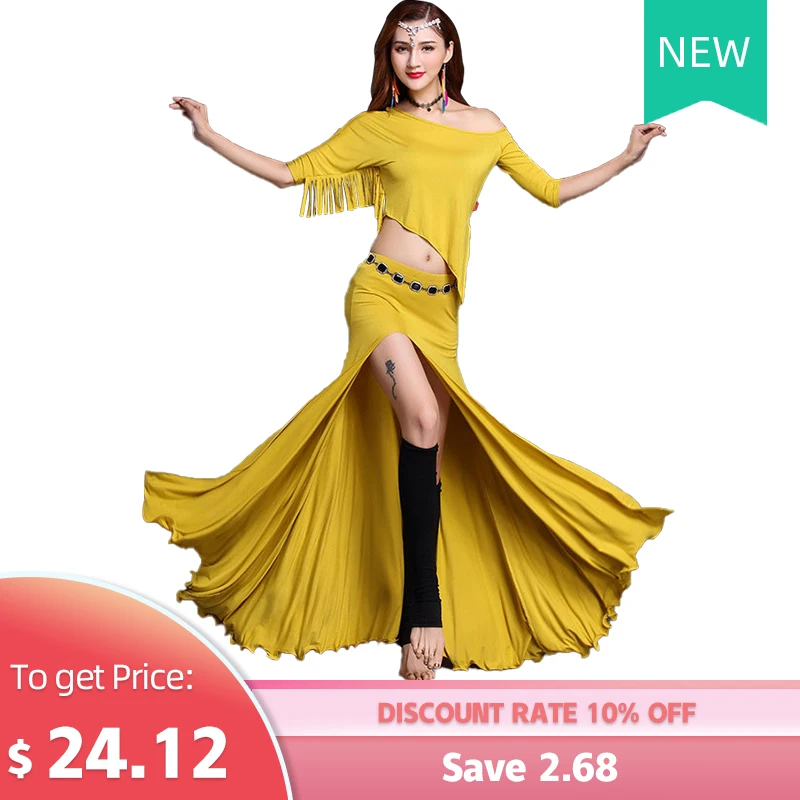 Женский костюм для танца живота длинная юбка из модала с разрезом восточных