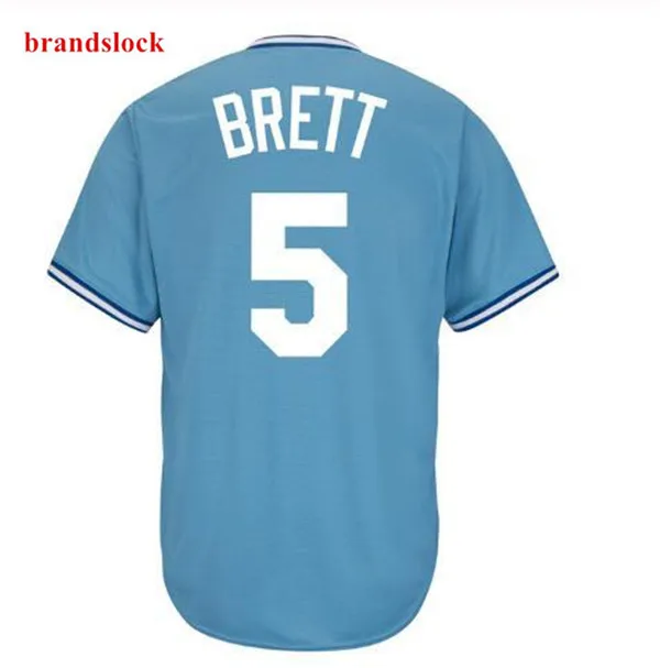 Новинка 13 Perez 15 Merrifield 5 Brett 16 Jackson 4 Gordon Jersey Kansas City мужские бейсбольные майки белого и синего цвета - Цвет: Коричневый