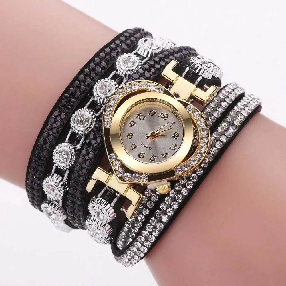 

WOMEN'S Watch Hot Selling Women's Fashion Watch Cool Heart Diamond Set Dial Multi-color Bracelet Watch